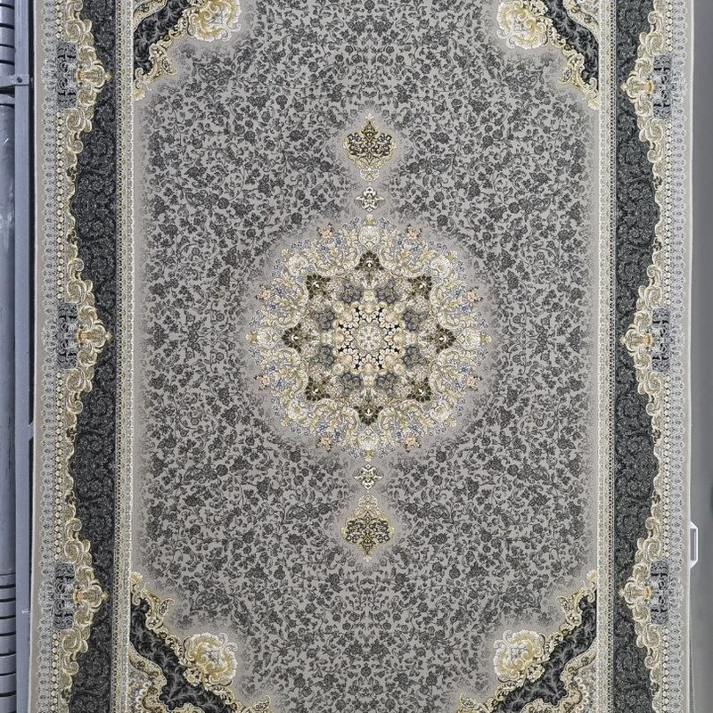 فرش پاتریس 1200شانه گل برجسته طرح ایتالیا طوسی 9متری