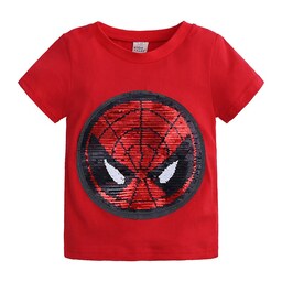 تی شرت  پولک دوزی وارداتی  پسرانه مناسب 2-3 سال طرح عنکبوتی-سوپرمن کد 2B407  