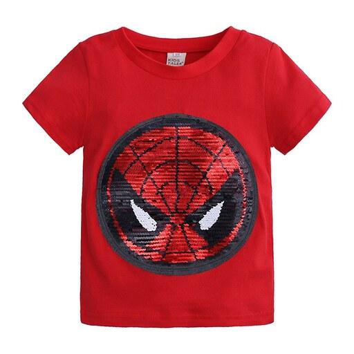 تی شرت  پولک دوزی وارداتی پسرانه  مناسب 4-5 سال طرح عنکبوتی و سوپرمن کد2B407 