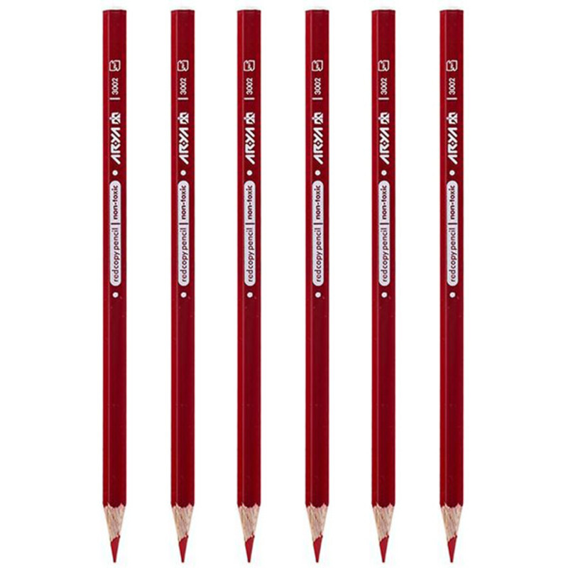 مداد قرمز آریا کد 3002 بسته 6 عددی 