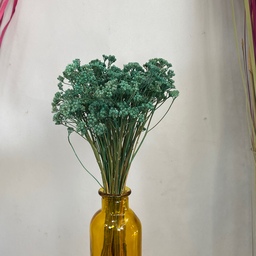 گل خشک تزیینی مدل بومادران سه شاخه ای رنگ سبز آبی
