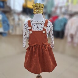 لباس بچگانه عیدانه ست دوتیکه سارافون دخترانه شیک مجلسی مخمل محصول ترکیه 