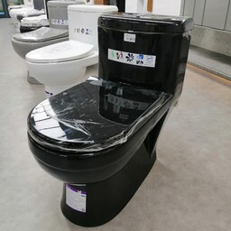 توالت فرنگی مشکی براق گاتریا مدل ژوپیتر خروجی 10 سیستم تخلیه واش داون 