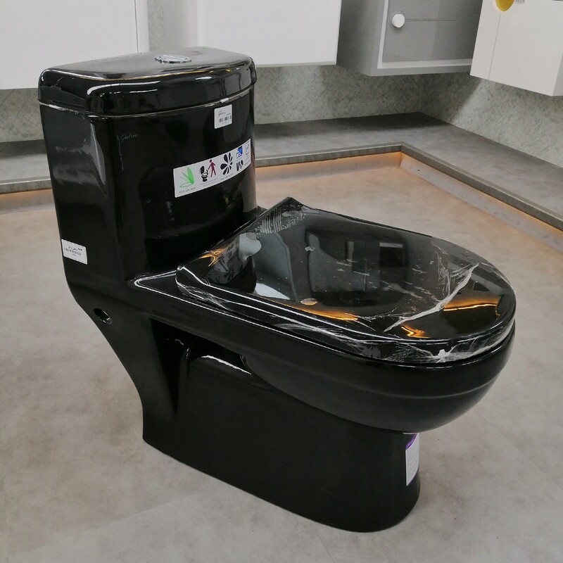 توالت فرنگی مشکی براق گاتریا مدل ژوپیتر خروجی 10 سیستم تخلیه واش داون 