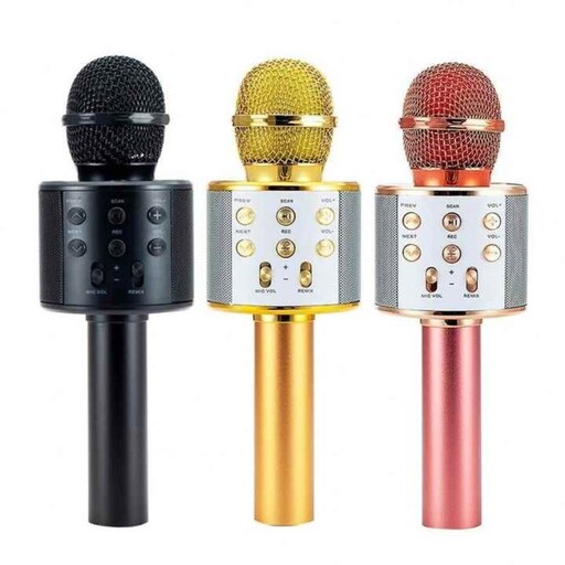 میکروفون اسپیکر دار رنگ طلایی مدل ws858