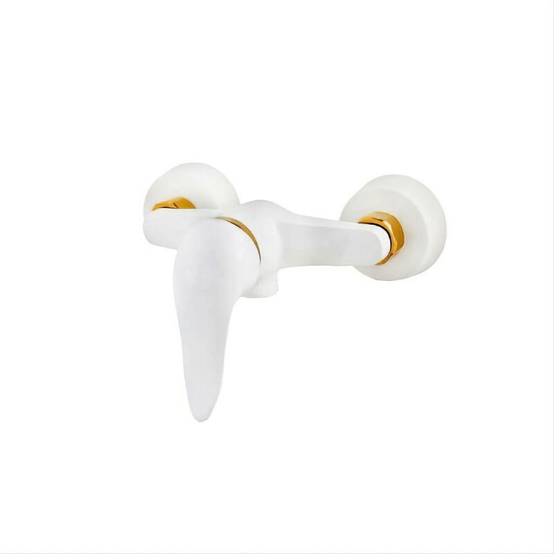 شیر آفتابه ( توالت)سفید طلایی کارتریج 40 دسته اردکی مناسب برای سرویس بهداشتی 