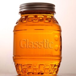جار  پلاستیکی  (ظرف عسل دو کیلویی ) ( 1500 سی سی )، با درب پلاستیکی طلایی رنگ سایز 88