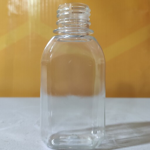 بطری پلاستیکی 120 سی سی  شفاف با درب پلاستیکی مشکی رنگ