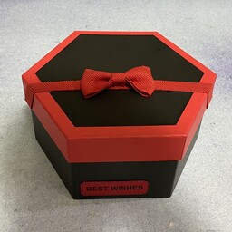 جعبه کادویی مدل 6 ضلعی سایز متوسط رنگ قرمز مشکی،هدیه،سوپرایز