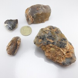 چهار تیکه سنگ عقیق شجر راف معدنی و طبیعی واقعا زیباست