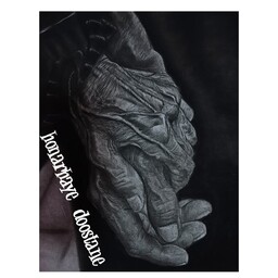 تابلو نقاشی سیاه قلم  طرح دست قابل سفارش در ابعاد مختلف و طرح دلخواه