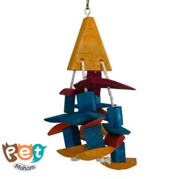 اسباب بازی پرنده مدل اسباب بازی چوبی  پر رنگ خوراکی مثلثی