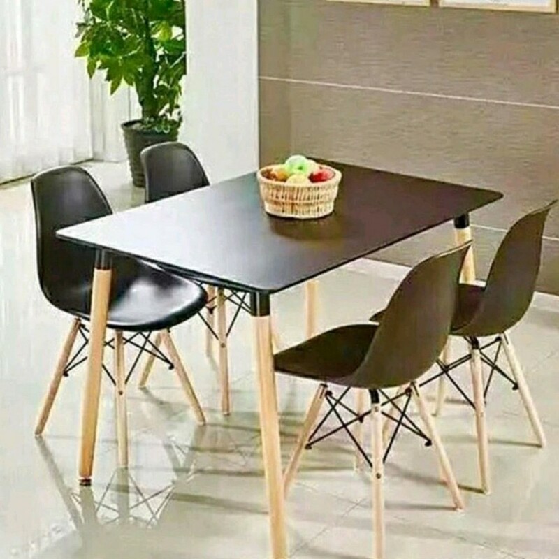 میز و صندلی غذاخوری نهارخوری کافه رستورانی مدل فایبرگلاس پایه چوبی ست دو نفره