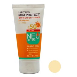 کرم ضد آفتاب نئودرم مدل Max Protect Oil Free حجم 50 میلی لیتر ( رنگی) مخصوص پوست چرب 

