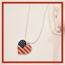 گردنبند روکش نقره با آویز طرح قلب قرمز و آبی برند i am آمریکایی کد  A283