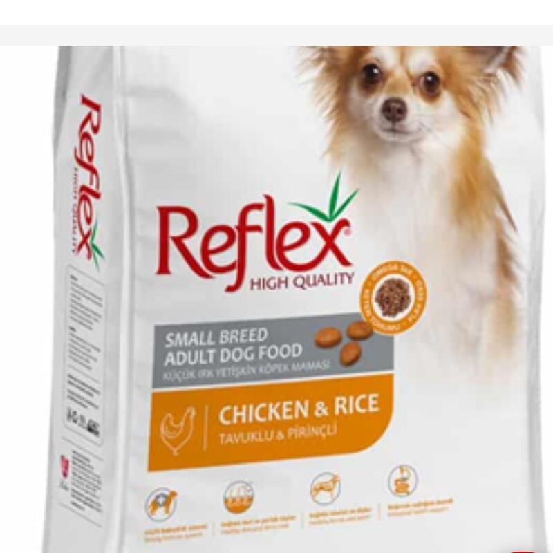 غذا خشک رفلکس سگ بالغ نژاد کوچک باطعم مرغ وبرنج 300 گرمی (پسکرایه،هزینه ارسال بامشتری )