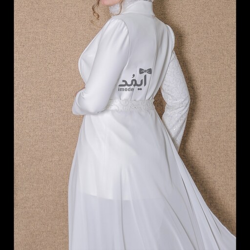 کت دامن عروس مدل ژانیا کت مجلسی زنانه سفید کت عقد عروس مانتو عقد محضری شنلدار
