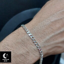 دستبند نقره مردانه کارتیر  ایتالیایی4پر با عیار 925 و آبکاری طلا سفید به طول 22 سانت