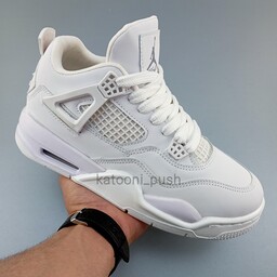کفش جردن Nike Jordan 4 مردانه و زنانه رنگ  سفید تمام  37 تا 44 ( کتونی جردن - جردن 4 - jordan 4  - کفش ایر جردن   ) 
