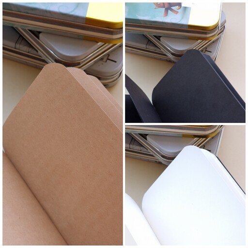 دفتر طراحی جلد فلزی پنگوئن سایز پالتویی کاغذ ترکیبی ( کرافت مشکی پارس )