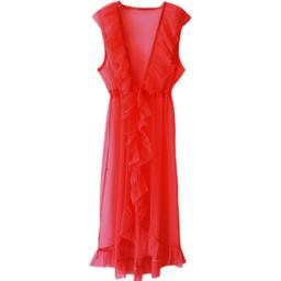 لباس خواب باز رومانتیک رافل دار سایز 32 تا 62 رنگ قرمز 