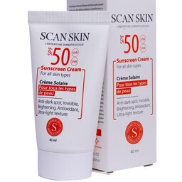کرم ضد آفتاب و ضد لک بی رنگ اسکن اسکین مدل SPF50 مناسب انواع پوست حجم 40 میلی لیتر

