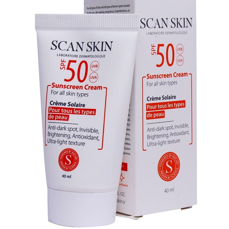 کرم ضد آفتاب و ضد لک بی رنگ اسکن اسکین مدل SPF50 مناسب انواع پوست حجم 40 میلی لیتر

