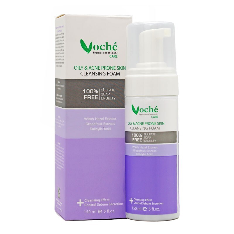 فوم شستشوی صورت مناسب پوست چرب و مستعد آکنه 150میل وچه ا Voche Cleansing Foam For Oily And Acne Prone Skin 150ml
