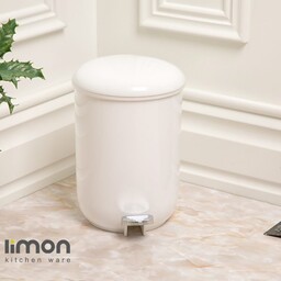 سطل زباله گرد حمام ظرفیت 3 لیتری دربدار لیمون( رنگ کرپ، سفید، طوسی، وانیلی)