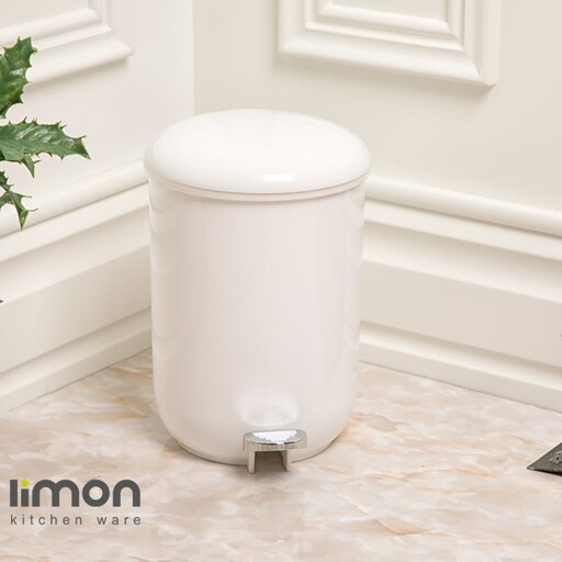 سطل زباله گرد حمام ظرفیت 3 لیتری دربدار لیمون( رنگ کرپ، سفید، طوسی، وانیلی)