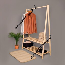 رگال لباس چوبی مدل دو طبقه 