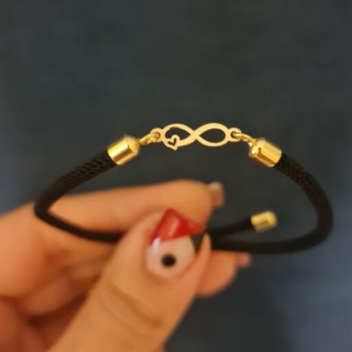 دستبند طلا 18 عیار با طرح بینهایت با قلب