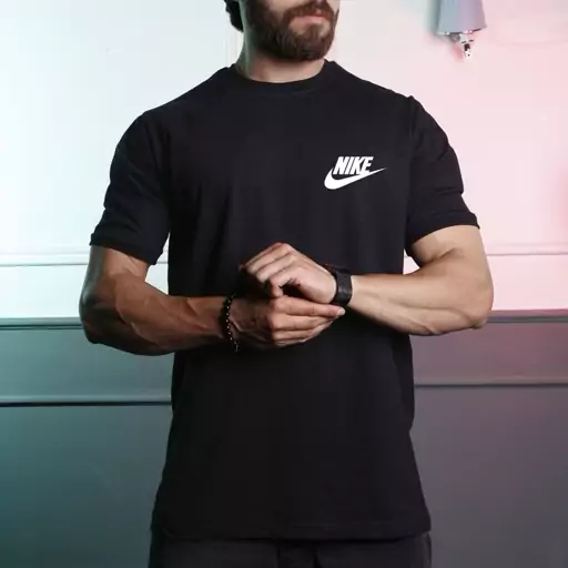 تیشرت اسپرت  جدید مردانه و دخترانه رنگ مشکی مارک نایک Nike آستین و یقه کشی 