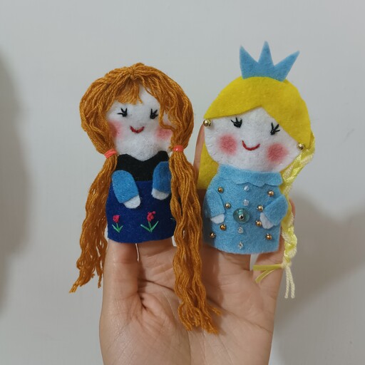 عروسک انگشتی نمدی طرح آنا و السا  ( 2عدد)