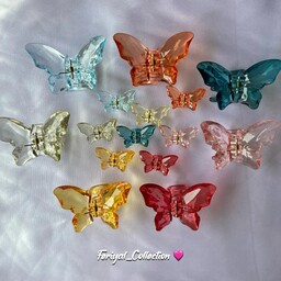 کلیپس پروانه کریستالی و شیشه ای سایز کوچک در رنگبندی مختلف
