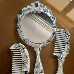 ست آینه و شانه تمام رزین کاملا دستساز مناسب کادو و هدیه روز مادر روز دختر و عروس 