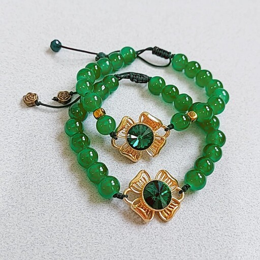 ست دستبند جواهری سبز مناسب ست مادر دختری یا ست دوستانه و خواهرانه