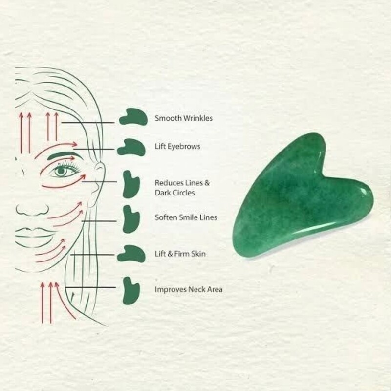 گواشا سنگ اونتورین سبز  برای ماساژ و لیفت صورت و گردن و جذب کرم و سرم ها مدل قلبی 