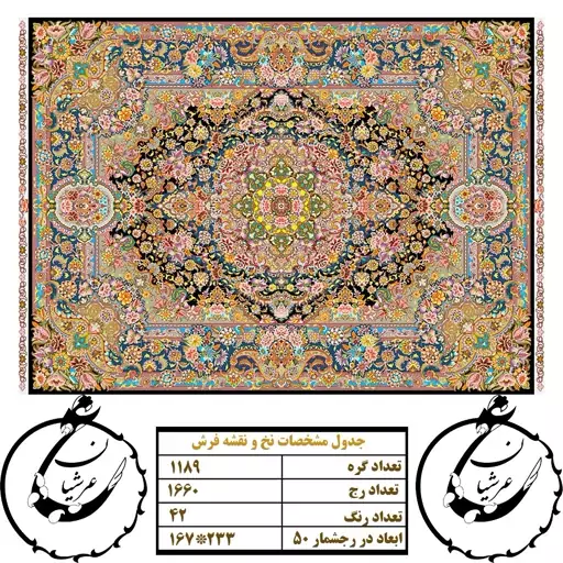 نخ و نقشه کامپیوتری فرش عرشیان طرح سالاری - کد 10119