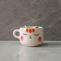 قهوه خوری سرامیکی فانتزی دست ساز طرح گربه نقاشی شده . مناسب نوشیدن انواع قهوه 