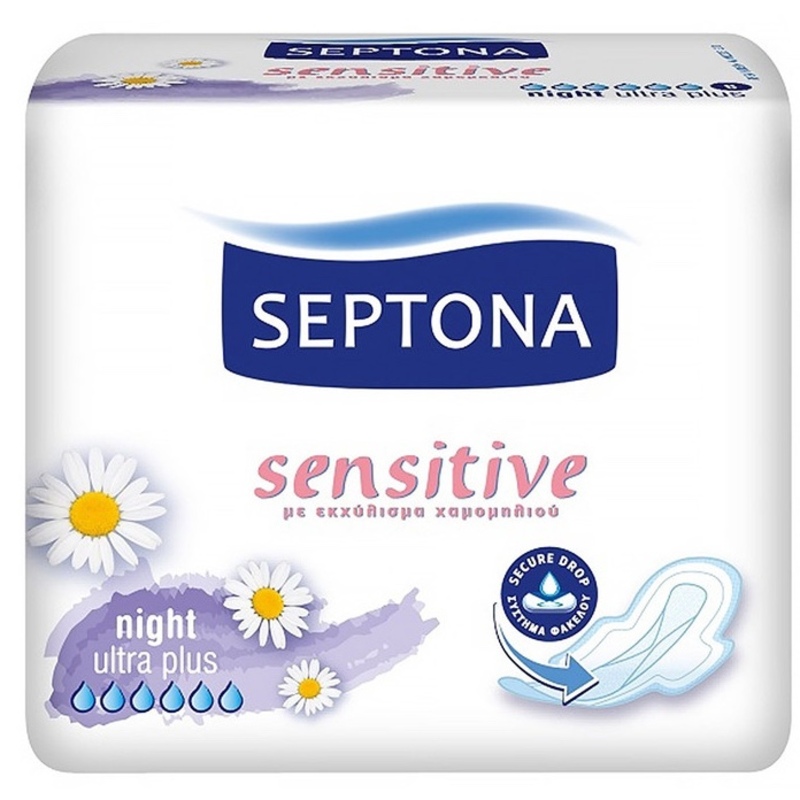 نوار بهداشتی سپتونا Night sensitive حساس شب بسته 8 عددی ساخت یونان  