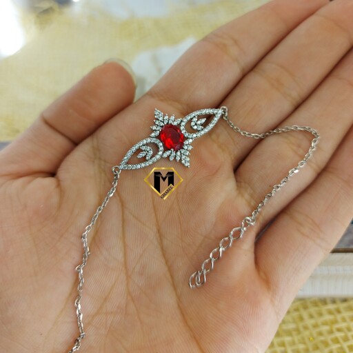 دستبند زنانه یاقوت سرخ اتمی ، پایه تایلندی ، جواهری ، نقره 925 عیار
