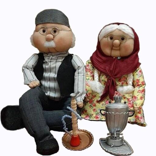 تخفیف ویژه یلدا عروسک ارزان پرفروش  سنتی نوستالژی محلی پارچه ای پیرزن و پیرمرد، دست ساز ، روسی 