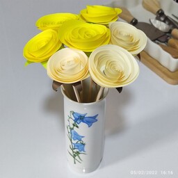 گل رز ژولیت کاغذی دست ساز  مصنوعی دسته چهار عددی چترا نباتی