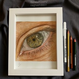 نقاشی مدادرنگی طرح چشم در ابعاد 21در16