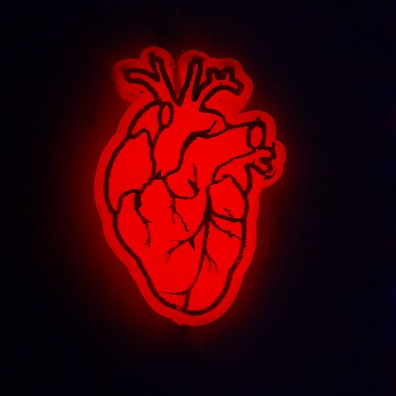 گردنبند قلب آناتومی شبتاب قرمز با زنجیر استیل رنگ ثابت 