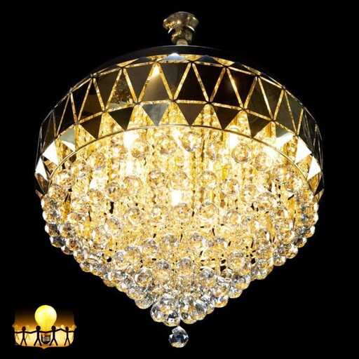 لوستر الماس LED در دو رنگ کروم و طلایی قطر 35