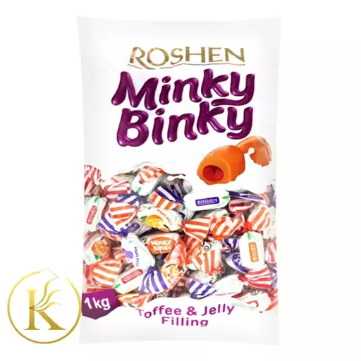 شکلات پذیرایی مینکی بینکی روشن با مغز ژله ای یک کیلویی minky binky

