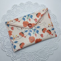 کیف دستمال چرمی گل شقایق با چرم مصنوعی فانتزی
