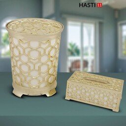 سطل وجادستمال  زیبا  مدرن آبکاری طلایی کارتن شش عددی جور  جنس  بدنه پلاستیکی ارسال باتیپاکس هزینه بامشتری درب منزل 